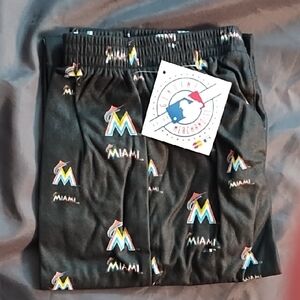 Miami Marlins Logo Kids Black Pajama Pants